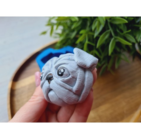 Silicone mold, Dog, Pug, style 2, ~ 5.1*6.2 cm, H:2.7 cm