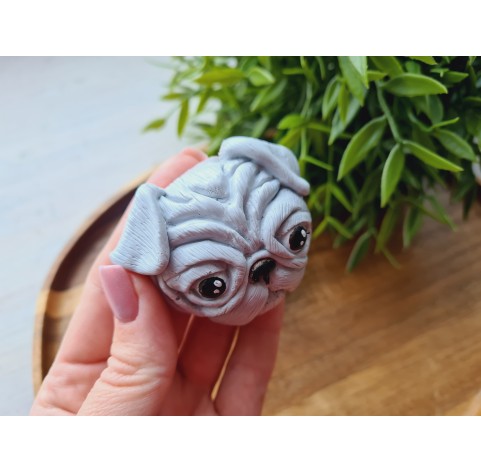 Silicone mold, Dog, Pug, style 2, ~ 5.1*6.2 cm, H:2.7 cm