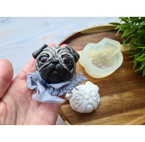 Silicone mold, Dog, Pug, style 2, ~ 5.1*6.2 cm, H:2.7 cm