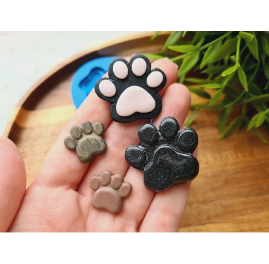 Silicone mold, Dog or cat paw, style 1, 4 elements, ~ 1.6-2.9*1.4-2.7 cm, H:0.4 cm
