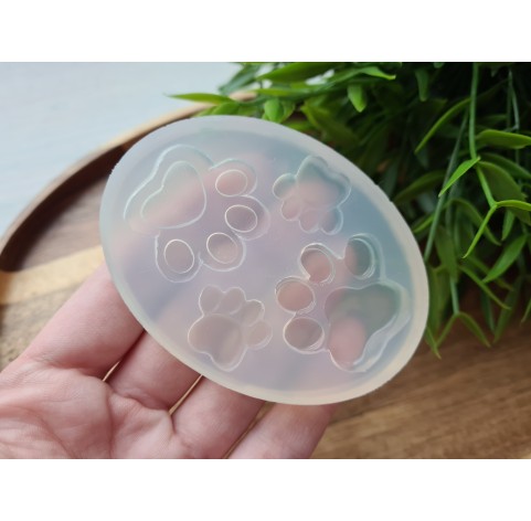 Silicone mold, Dog or cat paw, style 1, 4 elements, ~ 1.6-2.9*1.4-2.7 cm, H:0.4 cm