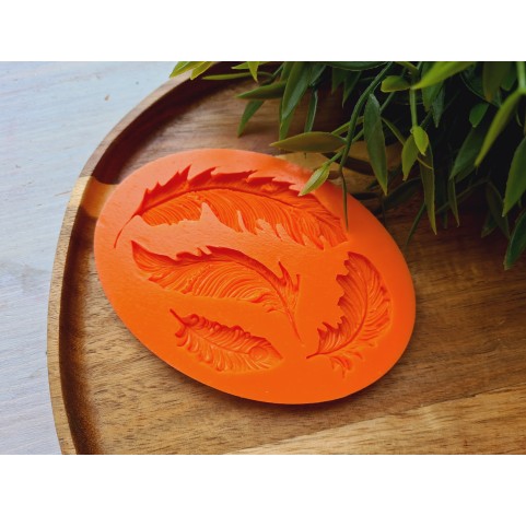 Silicone mold, Feather, style 1, 4 elements, ~ 1.5-7.6 cm, H:0.3-0.5 cm