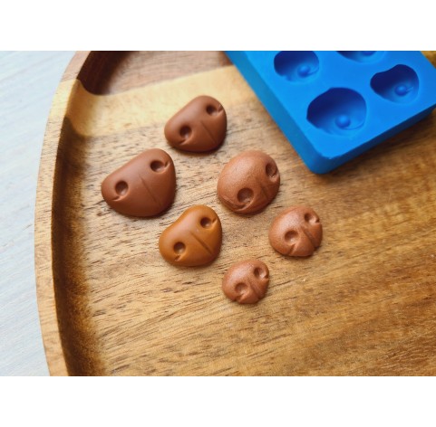 Silicone mold, Bear nose, style 4, 6 elements, ~ 1-1.9 cm, H:0.4-0.8 cm