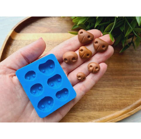 Silicone mold, Bear nose, style 4, 6 elements, ~ 1-1.9 cm, H:0.4-0.8 cm