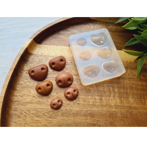 Silicone mold, Bear nose, style 4, 6 elements, ~ 1-1.9 cm, H:0.4-0.8 cm