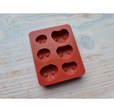Silicone mold, Bear nose, style 4, 6 elements, ~ 1-1.9 cm, H:0.4-0.8 cm