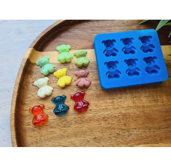 Silicone mold, Bear, style 6, 6 elements, ~ 1.5*1.8 cm, H:0.6 cm