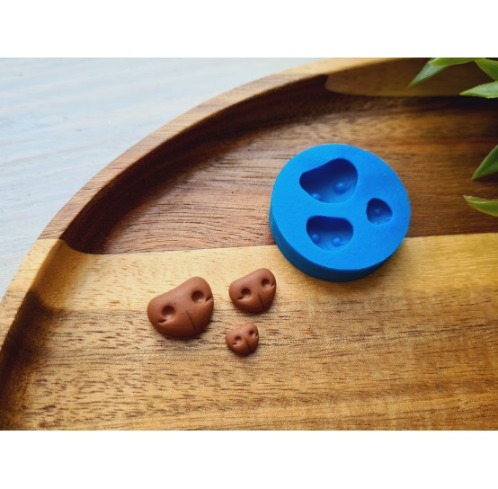 Silicone mold, Dog or bear nose, style 6, small, 3 elements, ~ 0.5-1.4 cm, H:0.3-0.5 cm