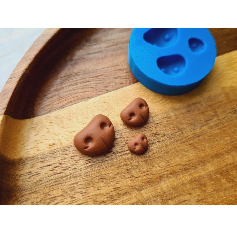 Silicone mold, Dog or bear nose, style 6, small, 3 elements, ~ 0.5-1.4 cm, H:0.3-0.5 cm
