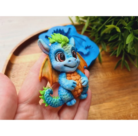 Silicone mold, Cute dragon, style 2, ~ 6.8*7.4 cm, H:1.6 cm