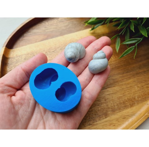 Silicone mold, Snail shell, style 2, 2 elements, ~ 1.7*2 cm, 2.1*2.4 cm, H:1.3-1.5 cm