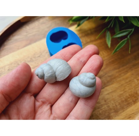 Silicone mold, Snail shell, style 2, 2 elements, ~ 1.7*2 cm, 2.1*2.4 cm, H:1.3-1.5 cm