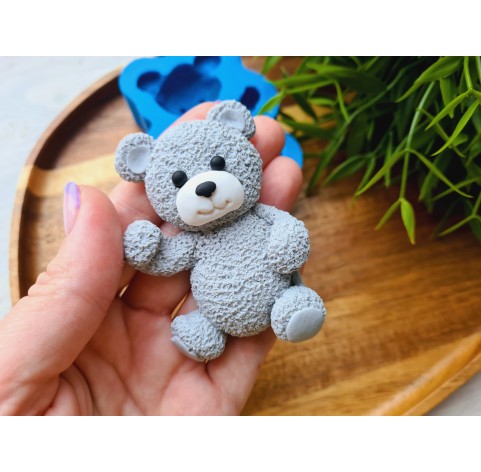 Silicone mold, Bear and bow, style 9, ~ 5*7.1 cm, H:1.9 cm, 2.2*2.5 cm, H:0.6 cm