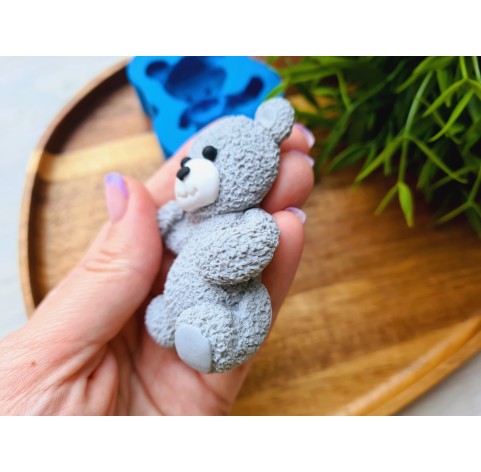 Silicone mold, Bear and bow, style 9, ~ 5*7.1 cm, H:1.9 cm, 2.2*2.5 cm, H:0.6 cm