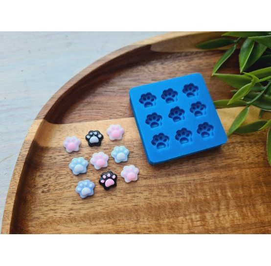 Silicone mold, Dog or cat paw, style 2, 9 elements, ~ 0.8*0.9 cm, H:0.4 cm