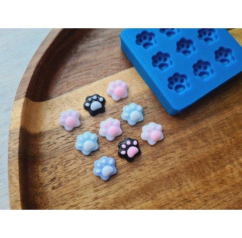 Silicone mold, Dog or cat paw, style 2, 9 elements, ~ 0.8*0.9 cm, H:0.4 cm