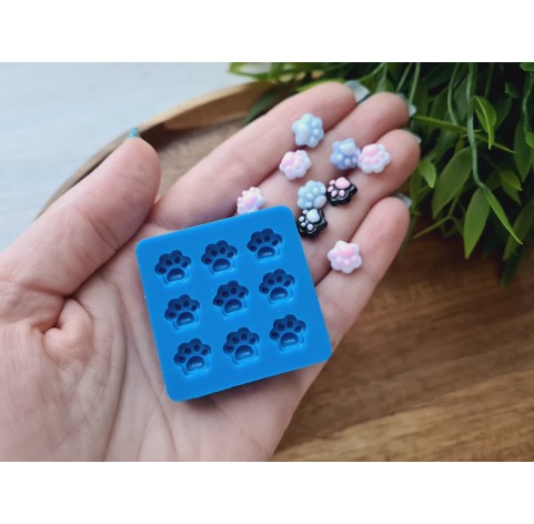 Silicone mold, Dog or cat paw, style 2, 9 elements, ~ 0.8*0.9 cm, H:0.4 cm