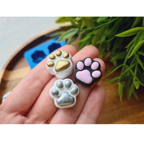 Silicone mold, Dog or cat paw, style 3, 4 elements, ~ 1.8*1.9 cm, H:1.1 cm