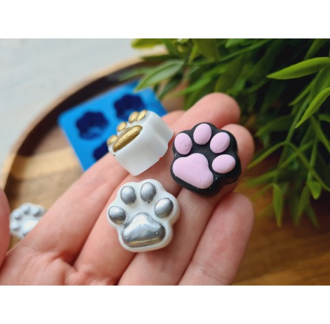 Silicone mold, Dog or cat paw, style 3, 4 elements, ~ 1.8*1.9 cm, H:1.1 cm