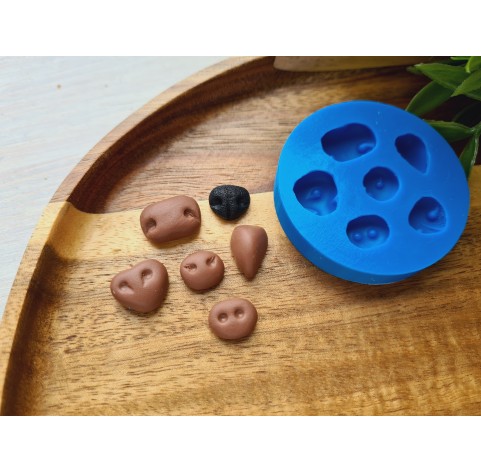 Silicone mold, Set of noses, 6 elements, ~ 0.8-1.5 cm, H:0.4-0.7 cm