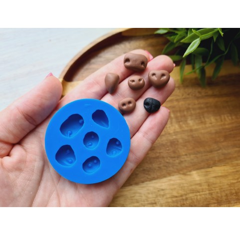 Silicone mold, Set of noses, 6 elements, ~ 0.8-1.5 cm, H:0.4-0.7 cm
