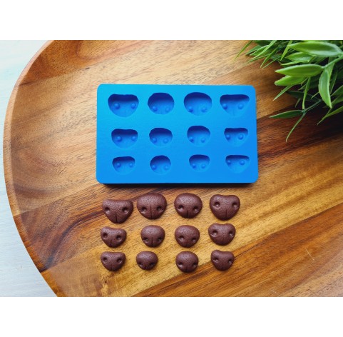 Silicone mold, Dog or bear nose, style 9, 12 elements, ~ 1.5-2.3 cm, H:0.6-0.7 cm