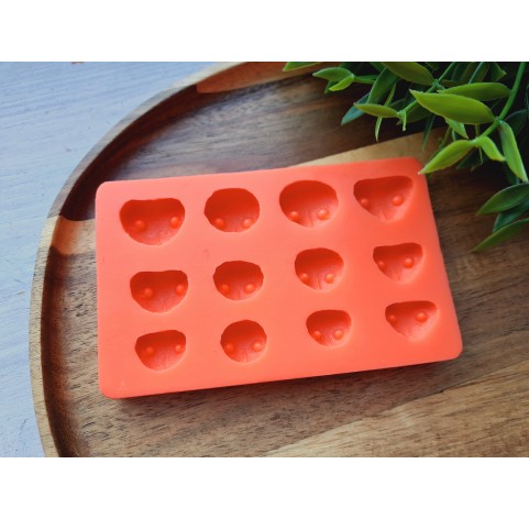 Silicone mold, Dog or bear nose, style 9, 12 elements, ~ 1.5-2.3 cm, H:0.6-0.7 cm