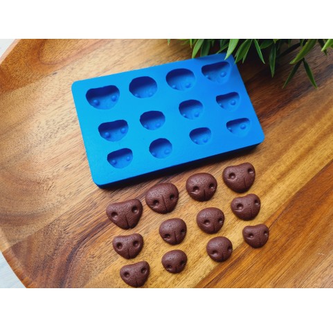 Silicone mold, Dog or bear nose, style 9, 12 elements, ~ 1.5-2.3 cm, H:0.6-0.7 cm