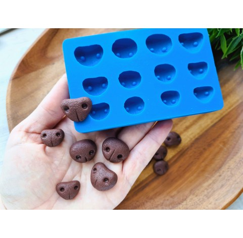 Silicone mold, Dog or bear nose, style 9, 12 elements, ~ 1.5-2.3 cm, H:0.6-0.7 cm