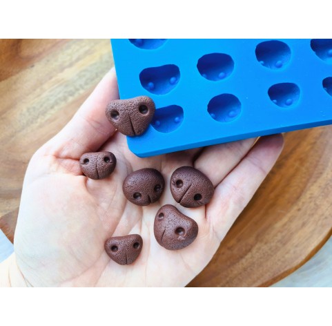 Silicone mold, Dog or bear nose, style 9, 12 elements, ~ 1.5-2.3 cm, H:0.6-0.7 cm