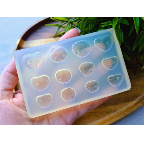 Silicone mold, Dog or bear nose, style 9, 12 elements, ~ 1.5-2.3 cm, H:0.6-0.7 cm