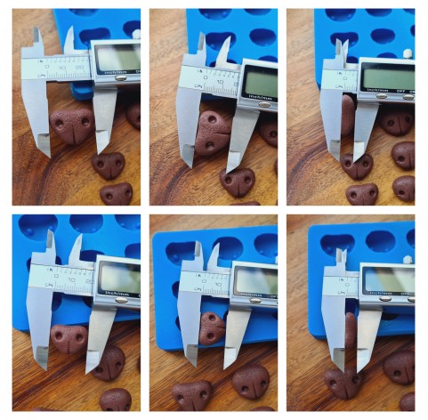 Silicone mold, Dog or bear nose, style 9, 12 elements, ~ 1.5-2.3 cm, H:0.6-0.7 cm