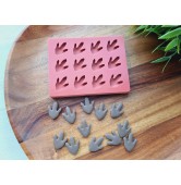 Silicone mold, Dinosaur feet print, style 1, 12 elements, 1.8*2.3 cm, H:0.4 cm