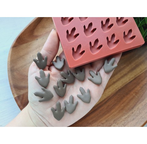 Silicone mold, Dinosaur feet print, style 1, 12 elements, 1.8*2.3 cm, H:0.4 cm