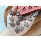 Silicone mold, Dinosaur feet print, style 1, 12 elements, 1.8*2.3 cm, H:0.4 cm