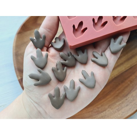 Silicone mold, Dinosaur feet print, style 1, 12 elements, 1.8*2.3 cm, H:0.4 cm