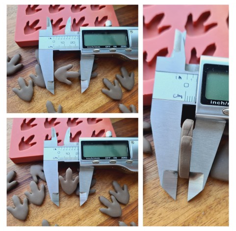 Silicone mold, Dinosaur feet print, style 1, 12 elements, 1.8*2.3 cm, H:0.4 cm