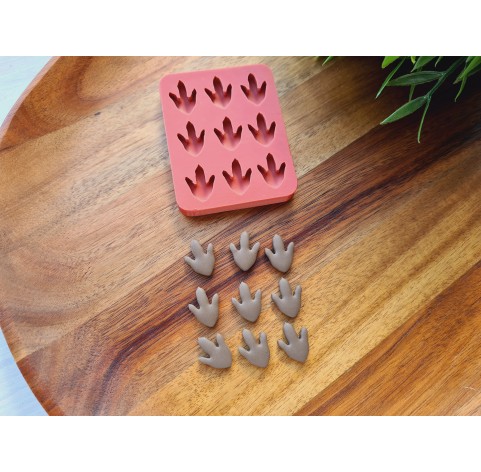 Silicone mold, Dinosaur feet print, style 2, 9 elements, 1.4*1.9 cm, H:0.4 cm