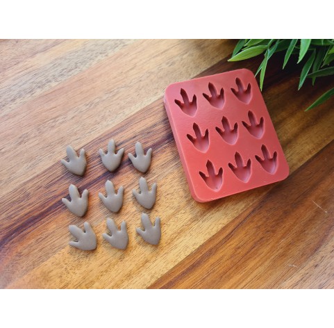 Silicone mold, Dinosaur feet print, style 2, 9 elements, 1.4*1.9 cm, H:0.4 cm