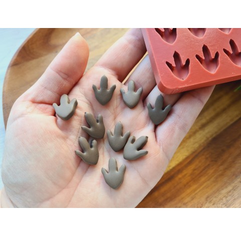 Silicone mold, Dinosaur feet print, style 2, 9 elements, 1.4*1.9 cm, H:0.4 cm