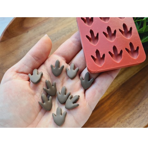 Silicone mold, Dinosaur feet print, style 2, 9 elements, 1.4*1.9 cm, H:0.4 cm