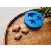 Silicone mold, Bear nose, style 6, 3 elements, ~ 1.8-3 cm, H:1.1-1.3 cm