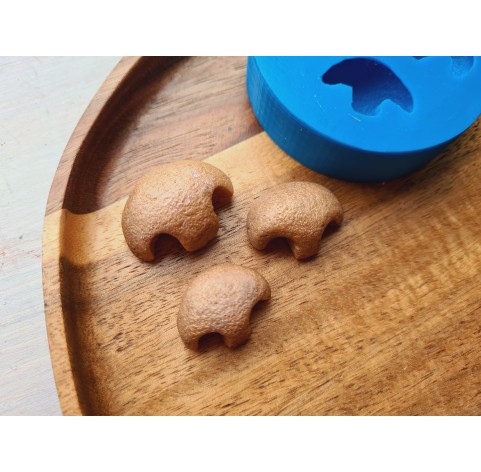 Silicone mold, Bear nose, style 6, 3 elements, ~ 1.8-3 cm, H:1.1-1.3 cm