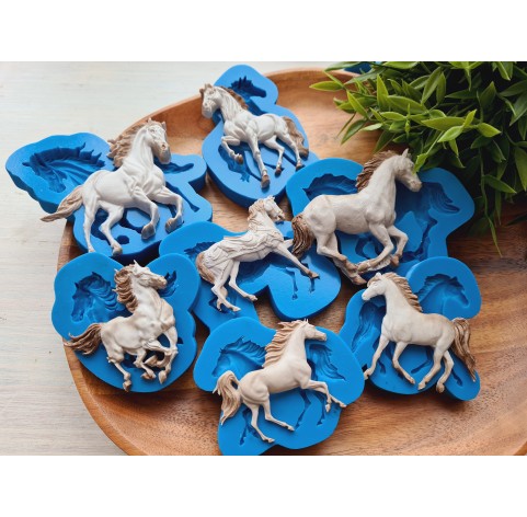 Silicone mold, Horse in full growth, style 4, ~ 9.5*6.1 cm, H:0.7 cm