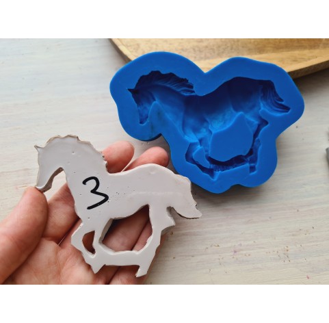 Silicone mold, Horse in full growth, style 3, ~ 7*9 cm, H:1 cm
