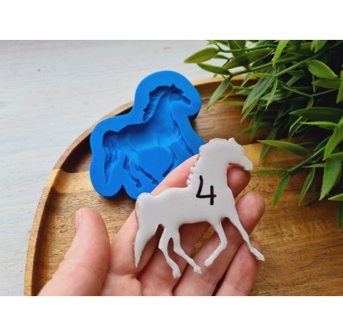 Silicone mold, Horse in full growth, style 4, ~ 9.5*6.1 cm, H:0.7 cm