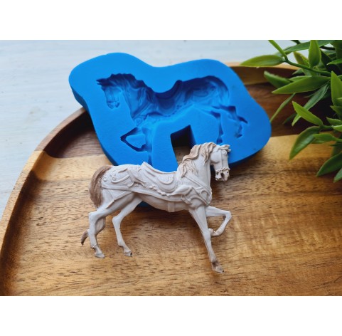 Silicone mold, Horse in full growth, style 6, ~ 5.9*6.4 cm, H:0.8 cm