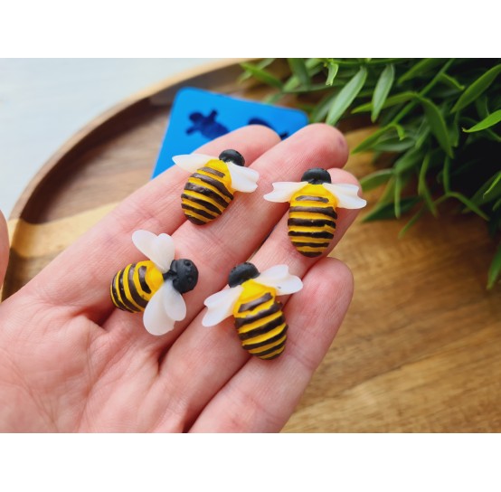 Silicone mold, Bee, style 3, 4 elements, ~ 2*2.2 cm, H:0.7 cm