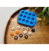 Silicone mold, Dog or cat paw, style 6, 12 elements, ~ 0.9*1.1 cm, H:0.4 cm