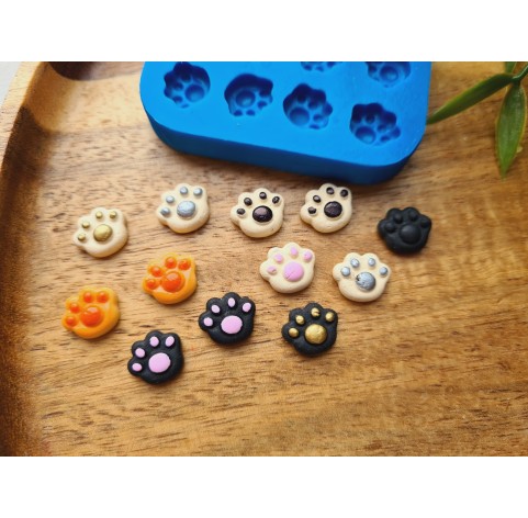 Silicone mold, Dog or cat paw, style 6, 12 elements, ~ 0.9*1.1 cm, H:0.4 cm